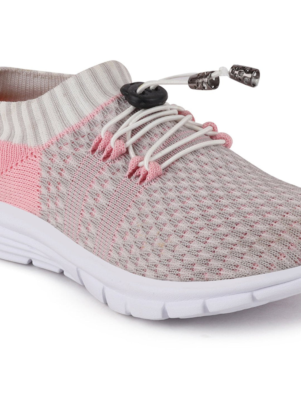 Shop Women Grey/Pink Sports Lace-Up Outdoor Running Shoes Online.