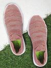 Women Light Pink Knitted Sports Walking Shoes