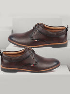 men brown formal lace up oxford shoes with tpr welted sole