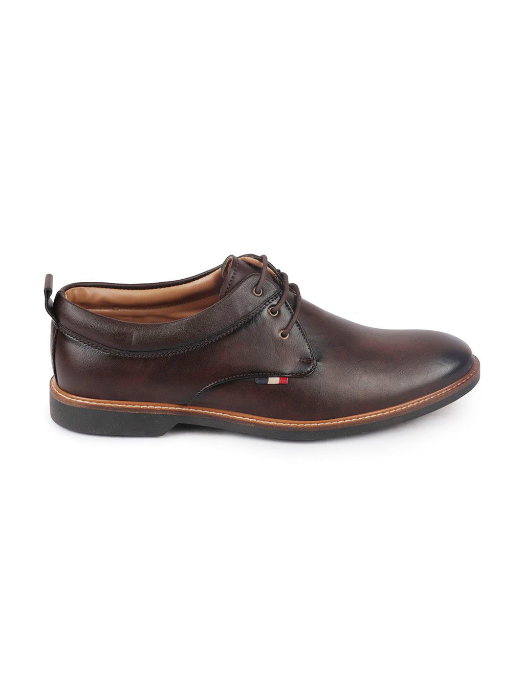 men brown formal lace up oxford shoes with tpr welted sole