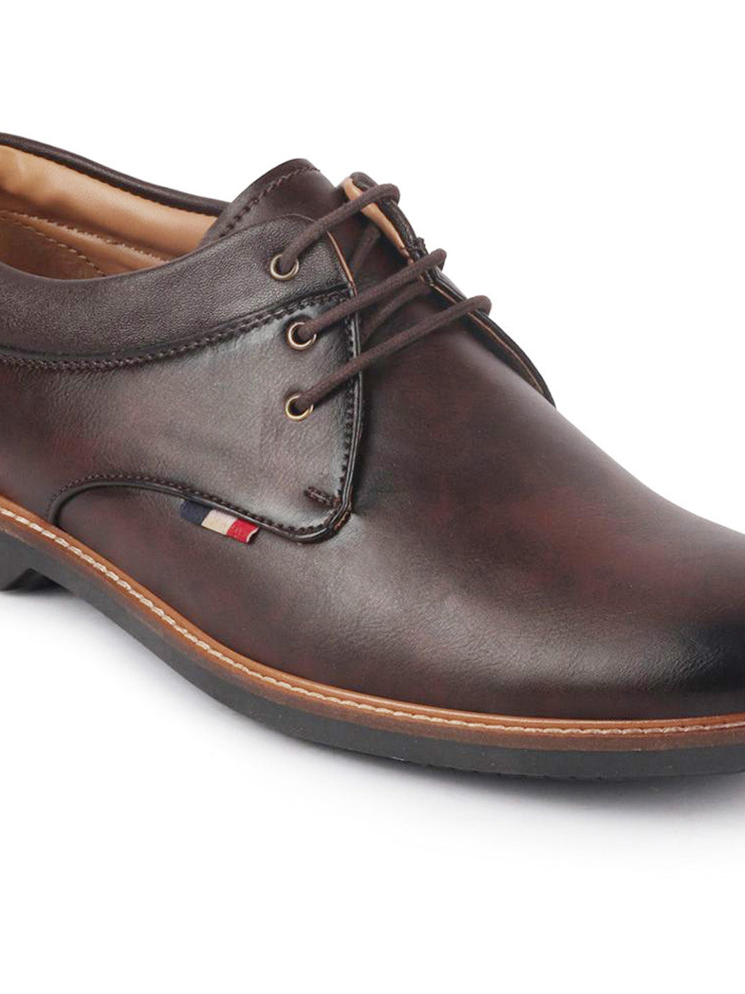 men brown formal lace up oxford shoes with tpr welted sole