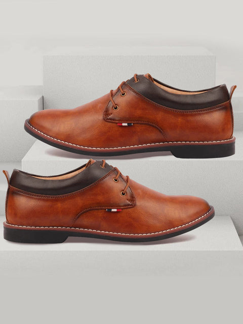 Shop Men Camel Formal Lace Up Oxford Shoes with TPR Welted Sole Online.