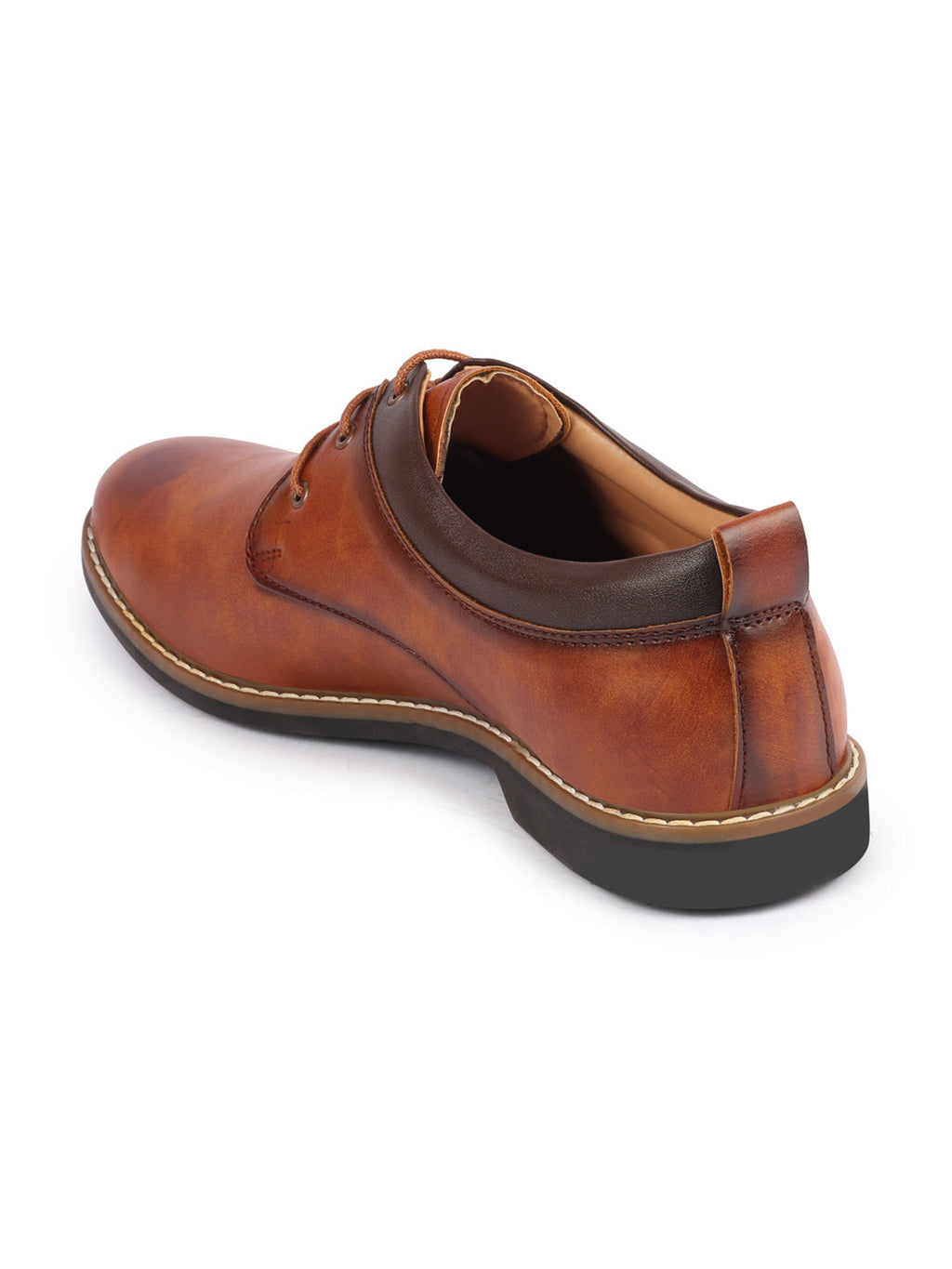 men camel formal lace up oxford shoes with tpr welted sole