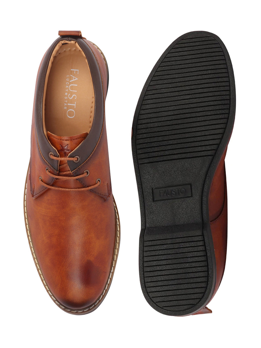 men camel formal lace up oxford shoes with tpr welted sole