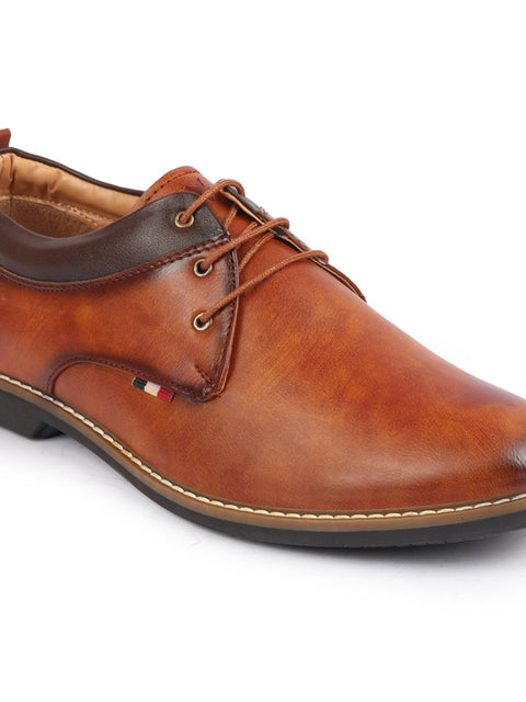 Shop Men Camel Formal Lace Up Oxford Shoes with TPR Welted Sole Online.