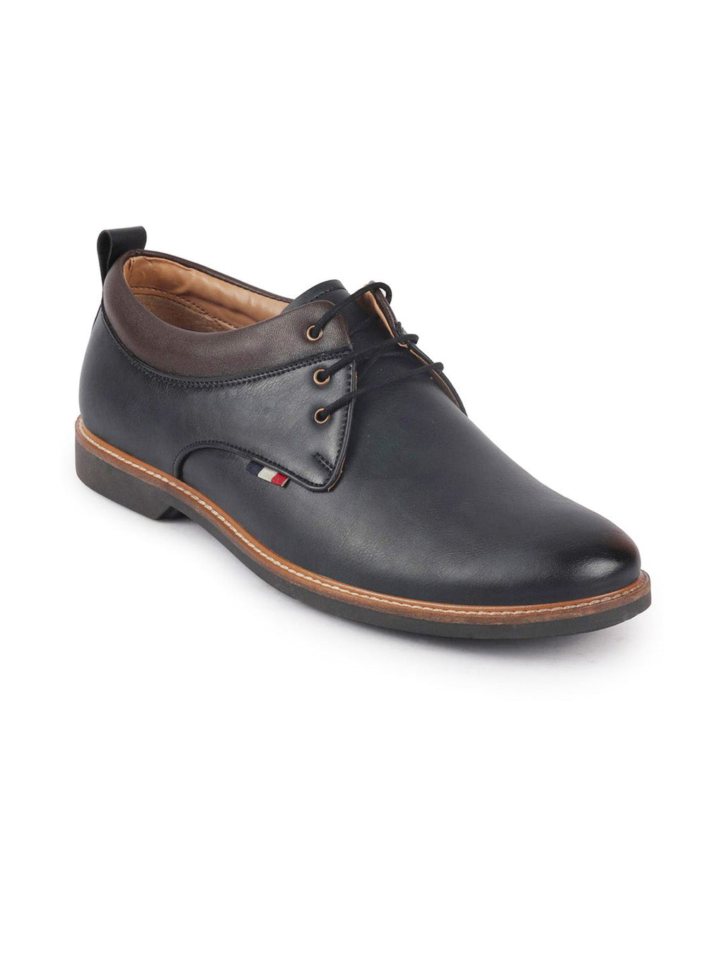 men navy blue formal lace up oxford shoes with tpr welted sole