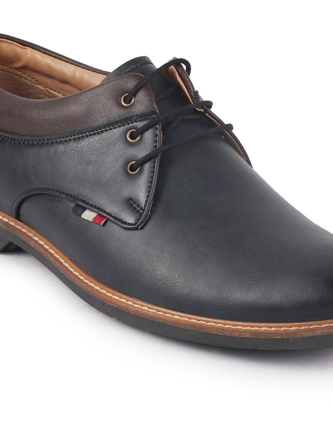 men navy blue formal lace up oxford shoes with tpr welted sole