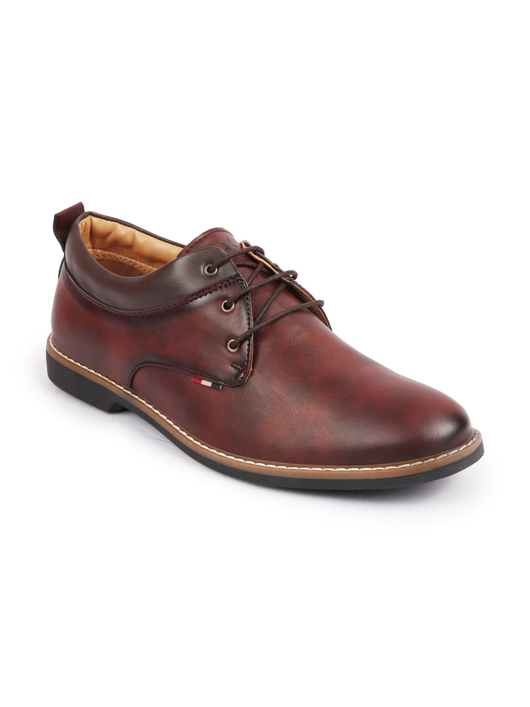 men tan formal lace up oxford shoes with tpr welted sole
