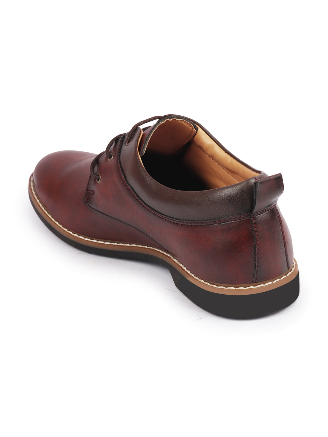 men tan formal lace up oxford shoes with tpr welted sole