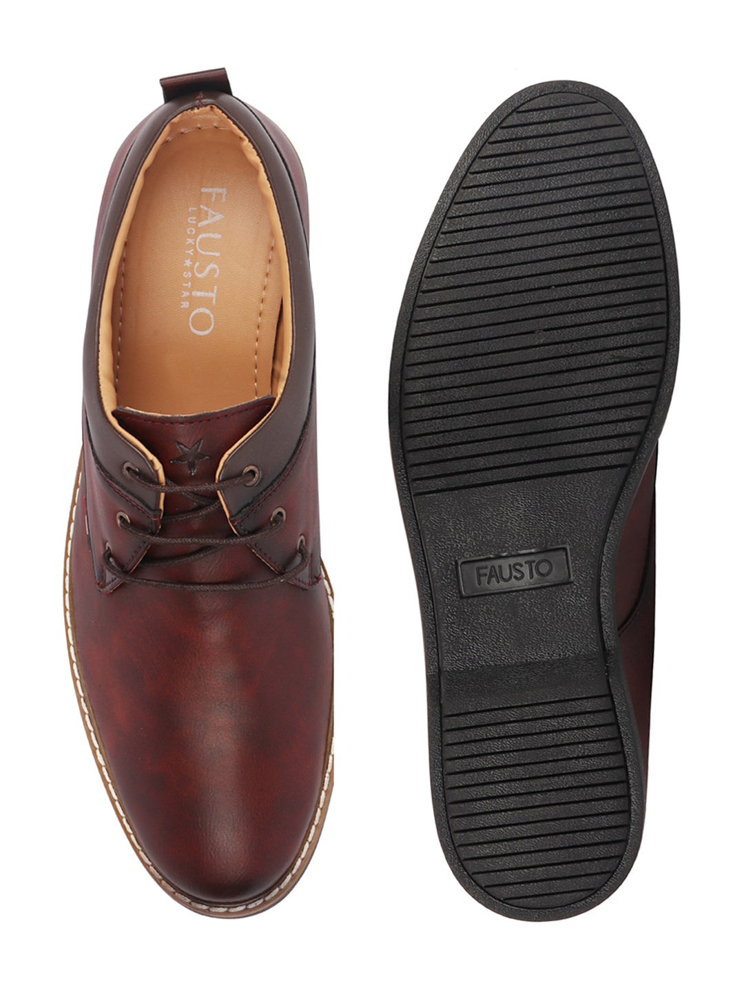 men tan formal lace up oxford shoes with tpr welted sole
