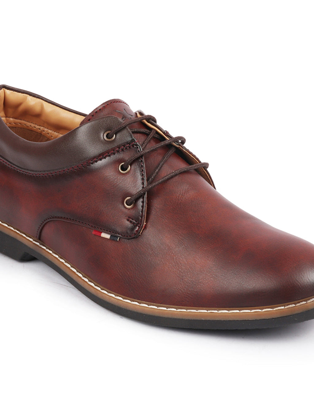 men tan formal lace up oxford shoes with tpr welted sole