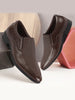 Men Brown Formal Office Meeting Textured Slip On Shoes