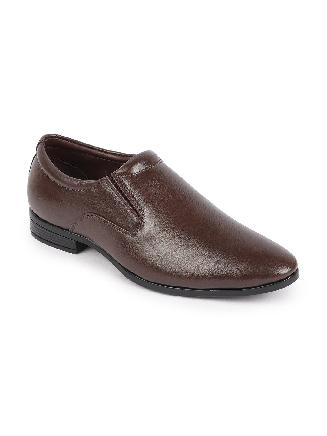 men brown formal office meeting slip on shoes