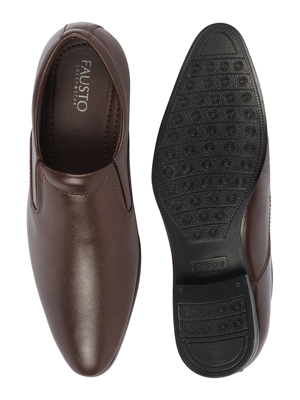 men brown formal office meeting slip on shoes