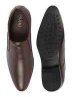 men brown formal office meeting slip on shoes