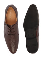 Shop Men Brown Formal Leather Embossed Office Lace Up Shoes Online.