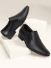 Men Black Embossed Design Formal Leather Slip On Shoes