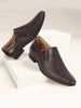 Men Brown Embossed Design Formal Leather Slip On Shoes