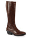 Shop Women Brown Knee Length Side Zipper Closure Pointed Toe Flared Heel Boots Online.