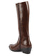 Shop Women Brown Knee Length Side Zipper Closure Pointed Toe Flared Heel Boots Online.