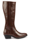 Shop Women Brown Knee Length Side Zipper Closure Pointed Toe Flared Heel Boots Online.