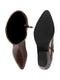 Shop Women Brown Knee Length Side Zipper Closure Pointed Toe Flared Heel Boots Online.