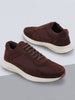 Men Brown Suede Leather Lace Up Casual Sneaker Shoes