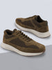 Men Olive Suede Leather Lace Up Casual Sneaker Shoes