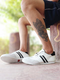 Men White Lace Up Trendy Stylish Outdoor Fashion Sneakers