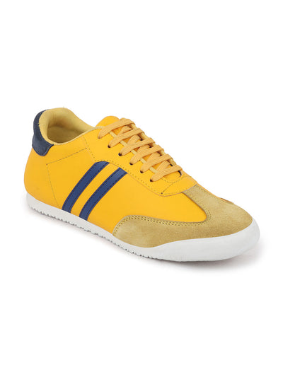 Shop Men Yellow Lace Up Trendy Stylish Outdoor Fashion Sneakers Online.
