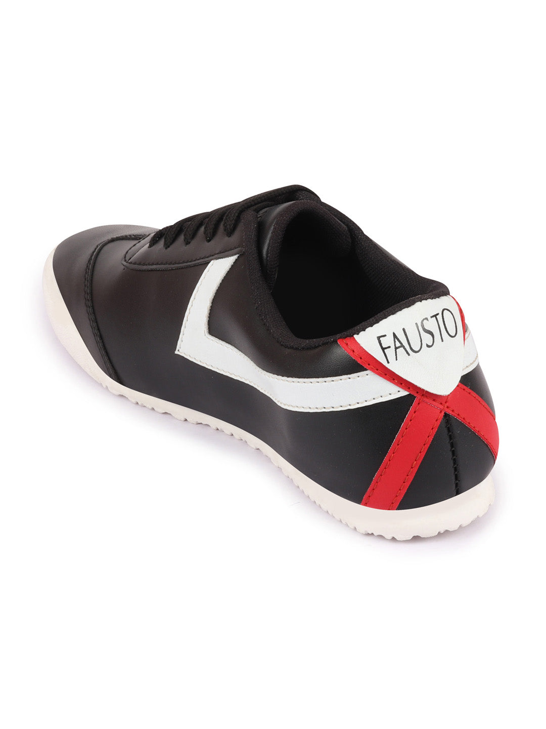 Shop Men Black Lace-Up Classic Striped Sneakers Casual Shoes Online.
