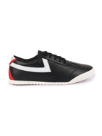 Shop Men Black Lace-Up Classic Striped Sneakers Casual Shoes Online.
