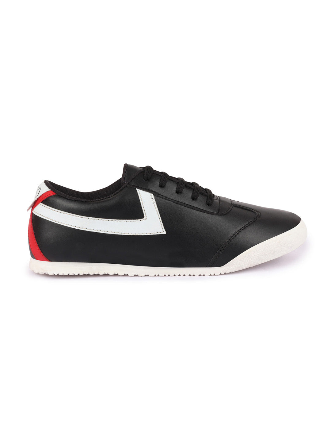 Shop Men Black Lace-Up Classic Striped Sneakers Casual Shoes Online.