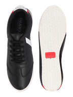 Shop Men Black Lace-Up Classic Striped Sneakers Casual Shoes Online.