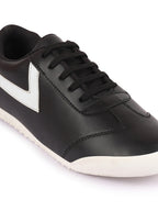 Shop Men Black Lace-Up Classic Striped Sneakers Casual Shoes Online.