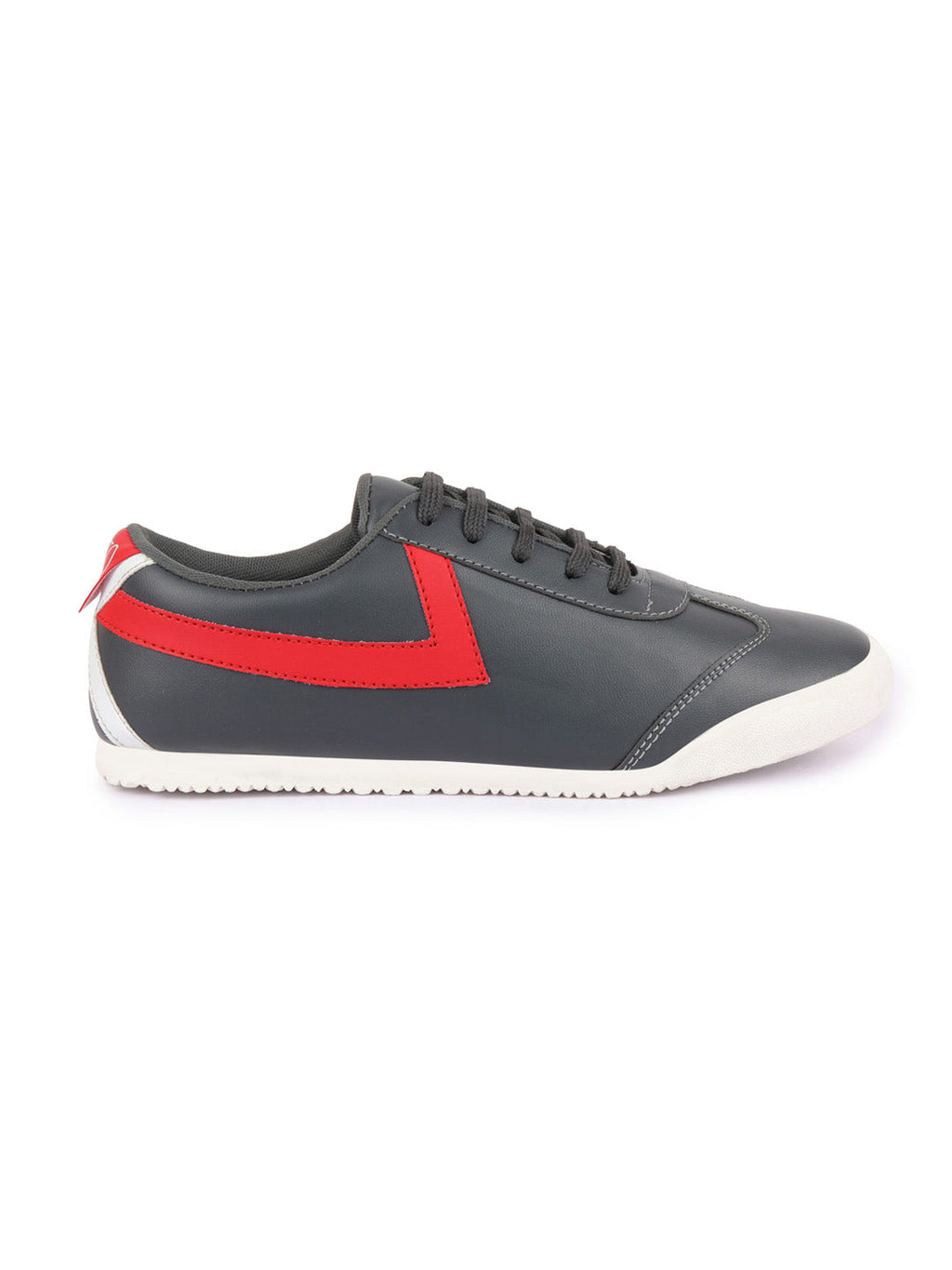 Shop Men Grey Lace-Up Classic Striped Sneakers Casual Shoes Online.