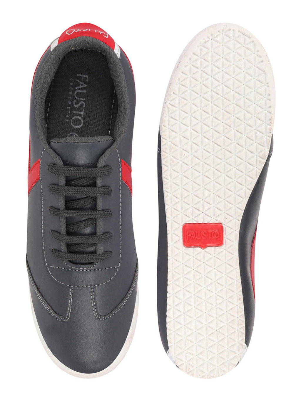 Shop Men Grey Lace-Up Classic Striped Sneakers Casual Shoes Online.