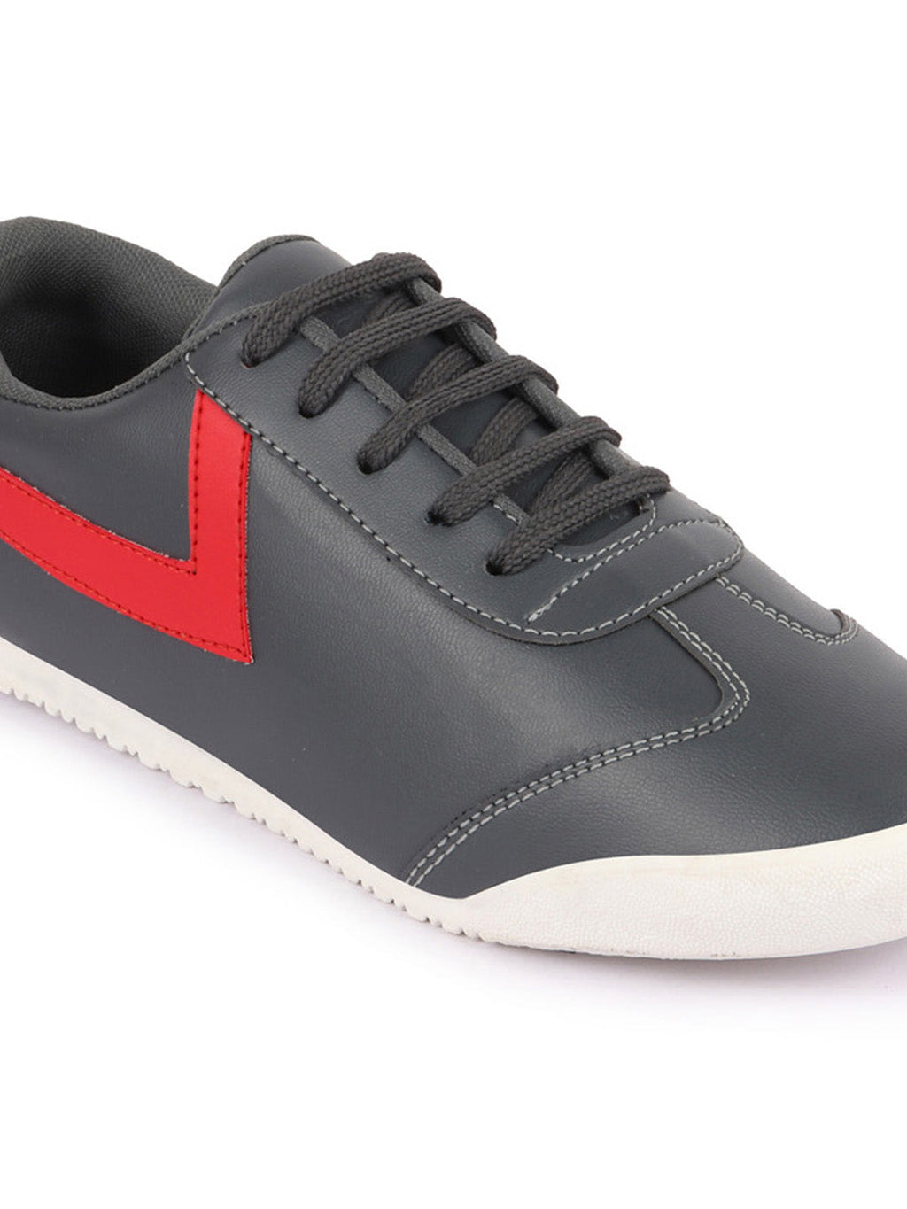 Shop Men Grey Lace-Up Classic Striped Sneakers Casual Shoes Online.