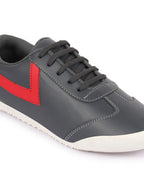 Shop Men Grey Lace-Up Classic Striped Sneakers Casual Shoes Online.