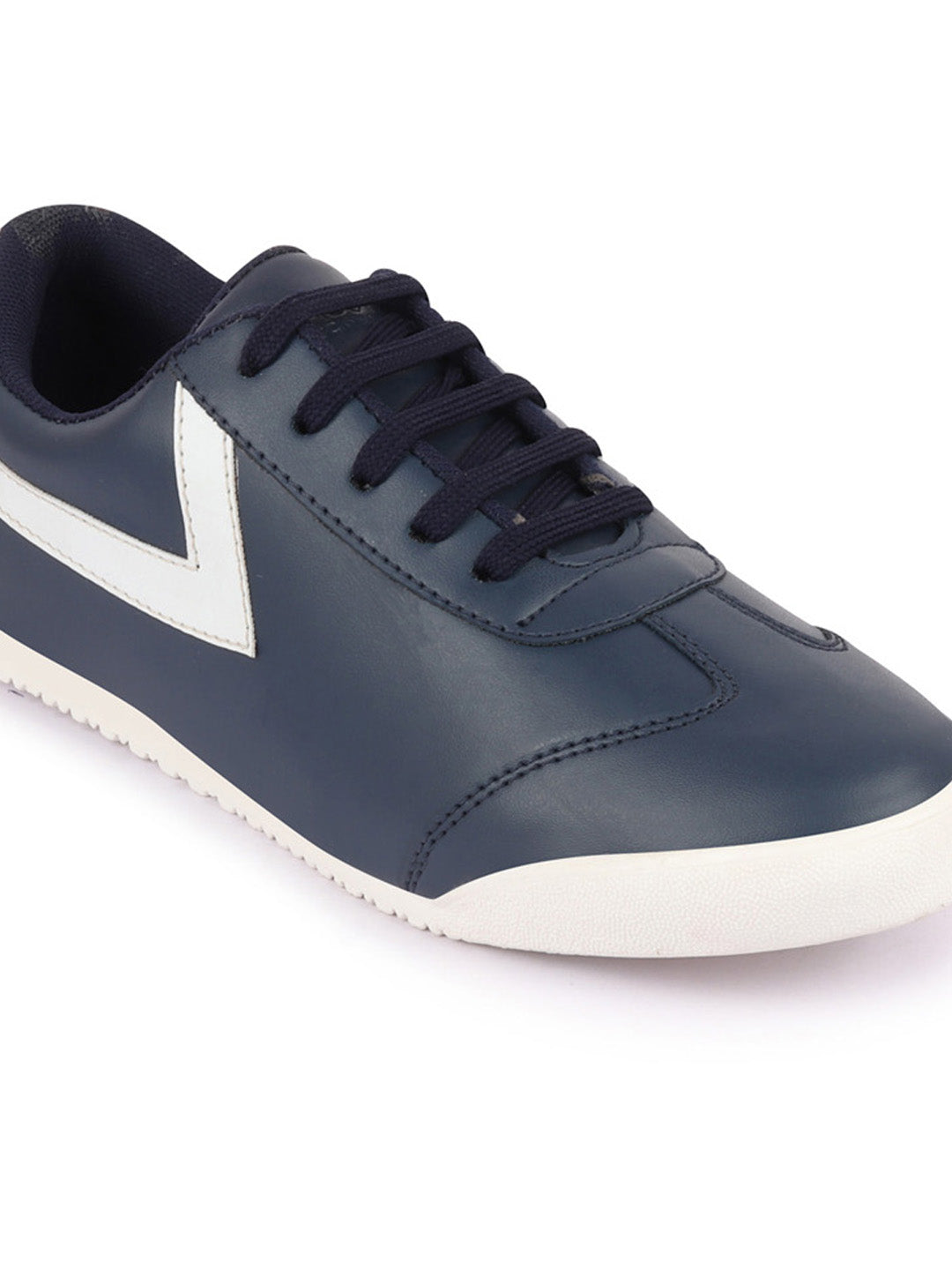 Shop Men Navy Blue Lace-Up Classic Striped Sneakers Casual Shoes Online.