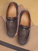 Men Brown Horsebit Buckle Embossed Casual/Dress Loafer Shoes