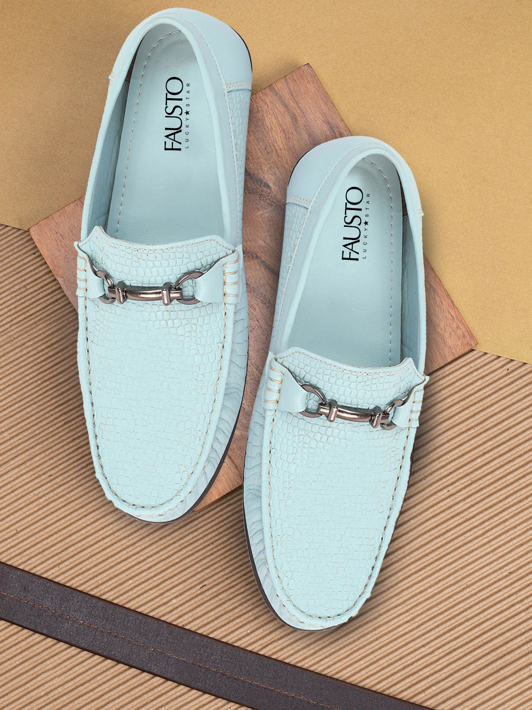 Shop Men Sky Blue Horsebit Buckle Embossed Casual Dress Loafer Shoes Online I18n Error Missing interpolation value page for Page page