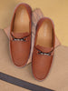 Men Tan Horsebit Buckle Embossed Casual/Dress Loafer Shoes