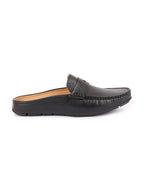 Shop Men Black Slip On Back Open Stitched Mules Casual Shoes Online.