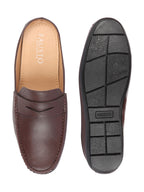 Shop Men Brown Slip On Back Open Stitched Mules Casual Shoes Online.