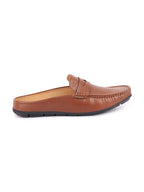 Shop Men Tan Slip On Back Open Stitched Mules Casual Shoes Online.