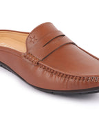 Shop Men Tan Slip On Back Open Stitched Mules Casual Shoes Online.