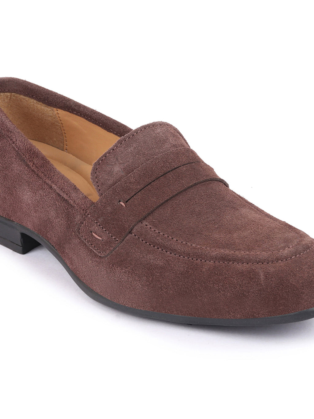 Shop Men Brown Suede Leather Outdoor Penny Loafer Shoes Online.