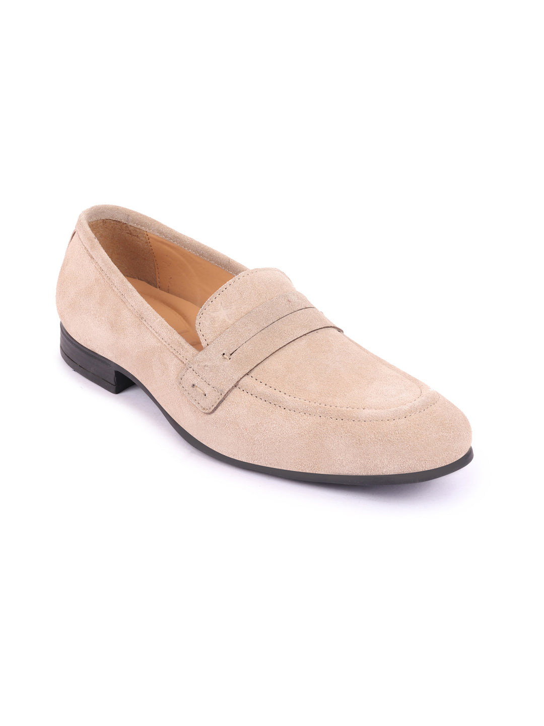 Shop Men Camel Suede Leather Outdoor Penny Loafer Shoes Online.