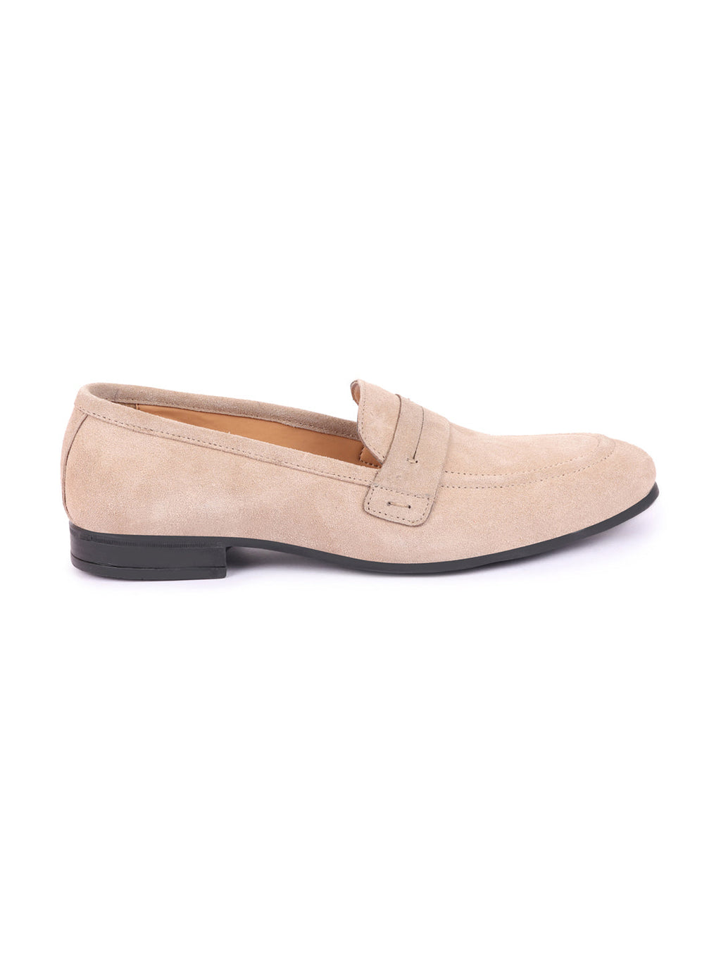 Shop Men Camel Suede Leather Outdoor Penny Loafer Shoes Online.